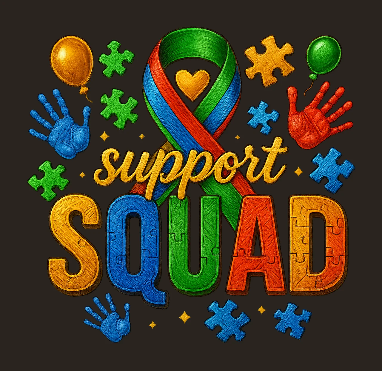 Support Squad Autism Sublimation Design Awareness Ribbon contrast preview thumbnail