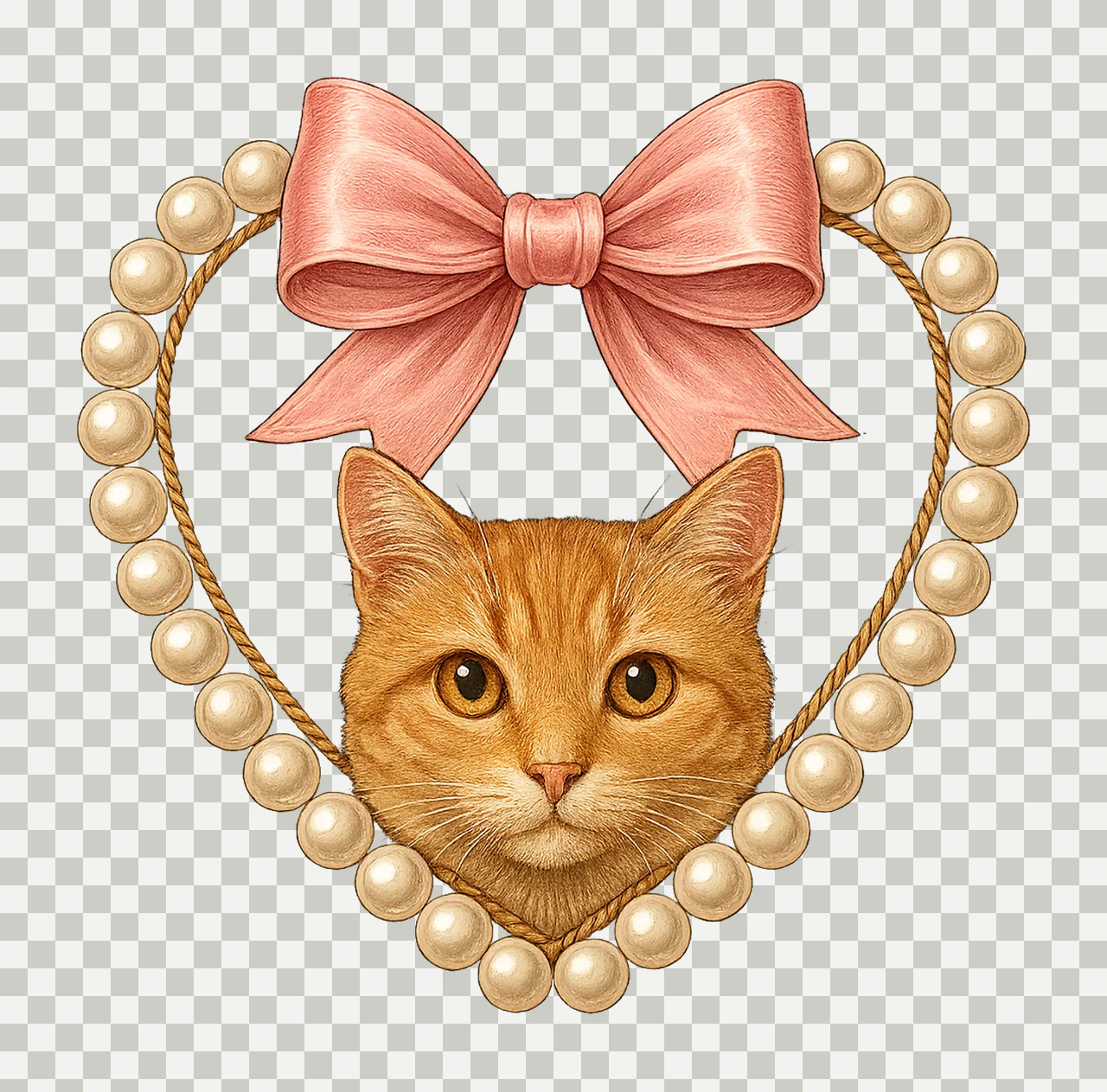 Coquette Pearl Heart Big Bow Valentine Design Heart Artwork transparency and detail preview thumbnail