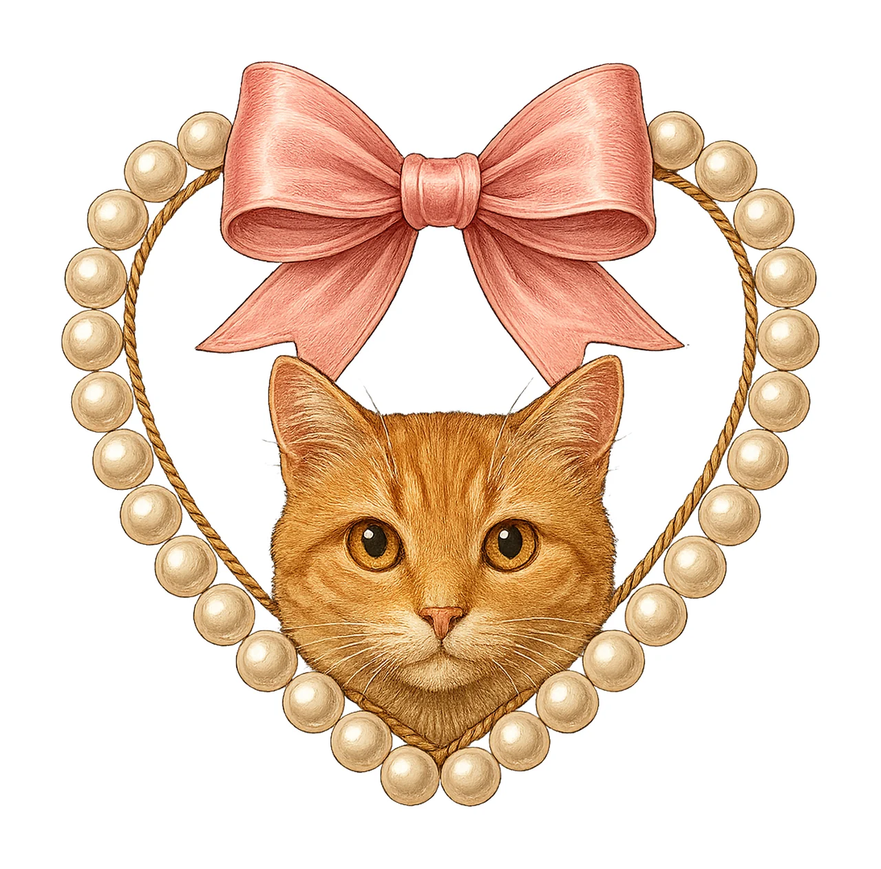 Coquette Pearl Heart Big Bow Valentine Design Heart Artwork