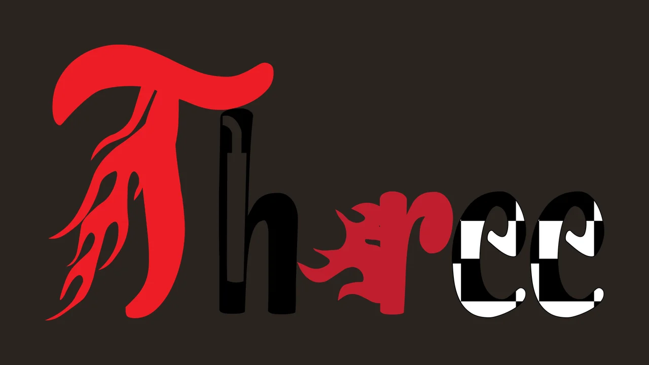 Three Flaming Letter Typography Design burning flame black contrast preview thumbnail