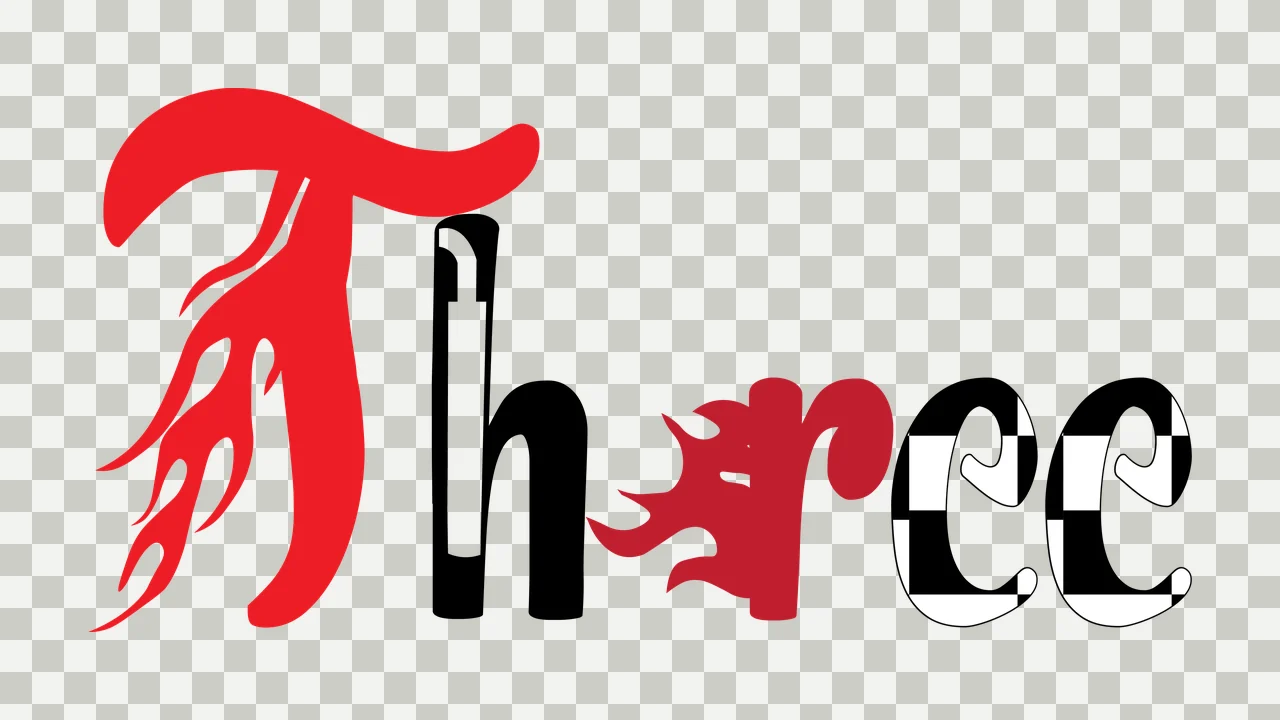 Three Flaming Letter Typography Design burning flame black transparency and detail preview thumbnail