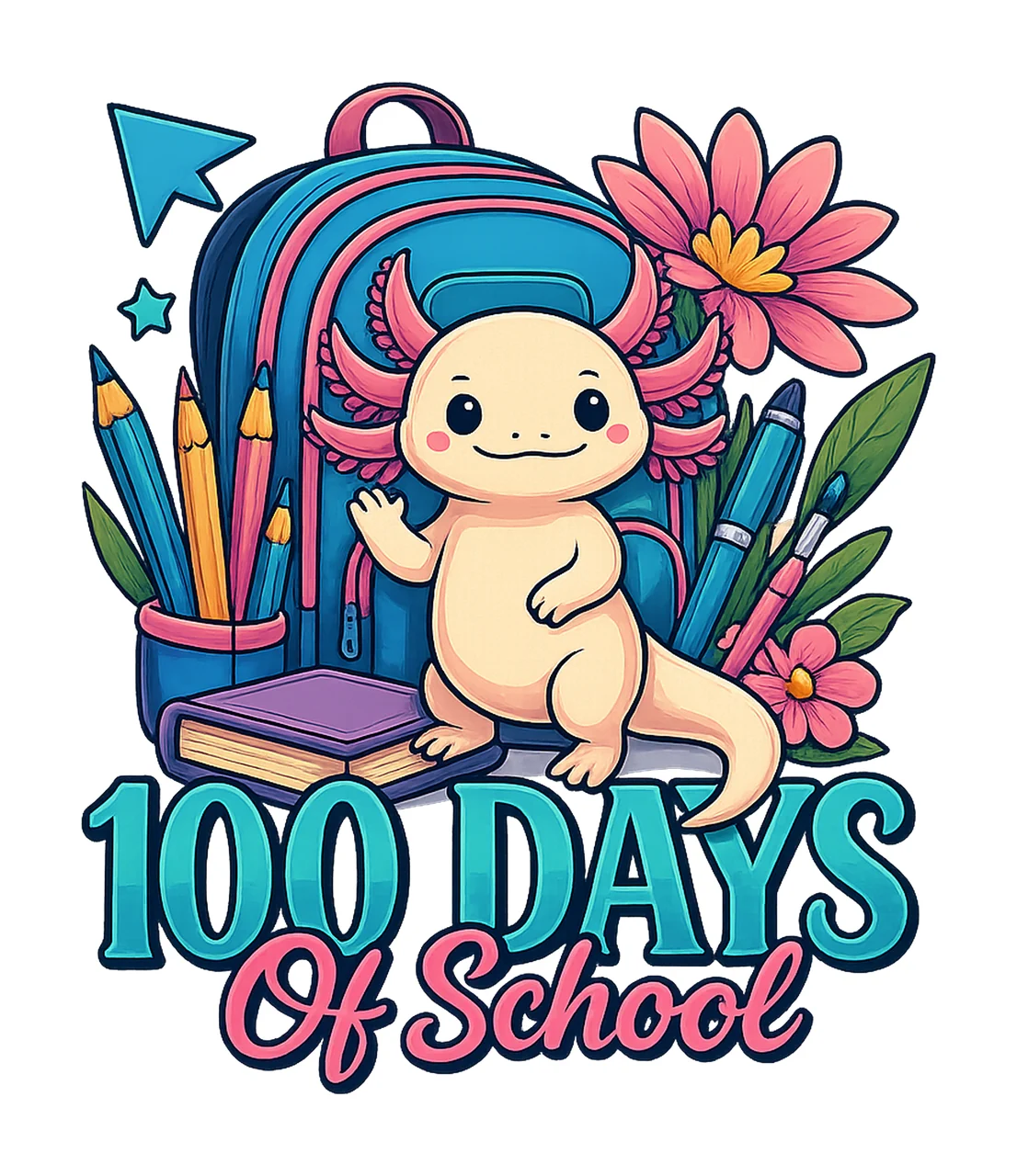 Happy 100 Days Of School Designs Cartoon Character School