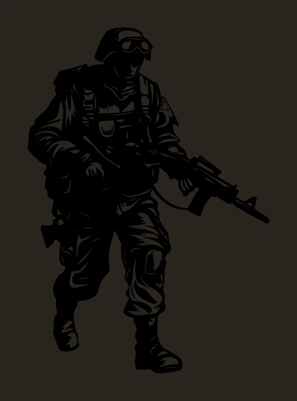 Soldier Carrying Rifle Walking Forward Goggles Graphic illustration contrast preview thumbnail