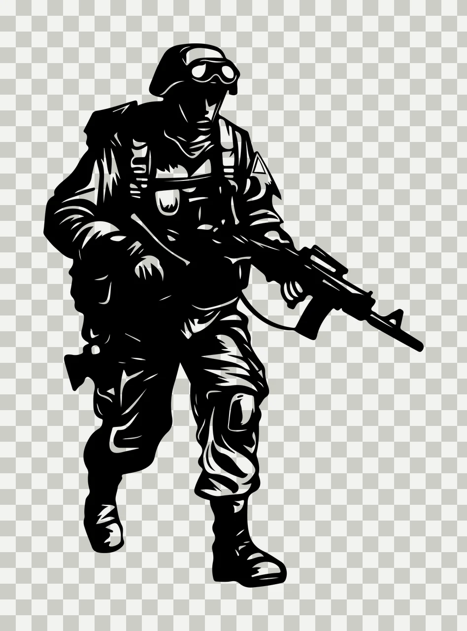 Soldier Carrying Rifle Walking Forward Goggles Graphic illustration transparency and detail preview thumbnail