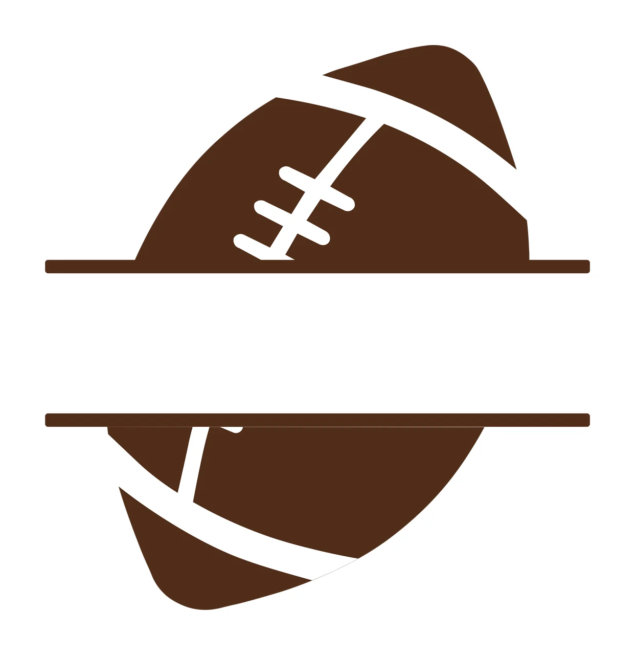 Keychain Split Football Shape With Banner splitting lines minimalist