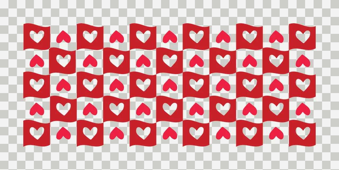 Hearts Can Glass Wrap Heart Pattern Checkered Banner black transparency and detail preview thumbnail