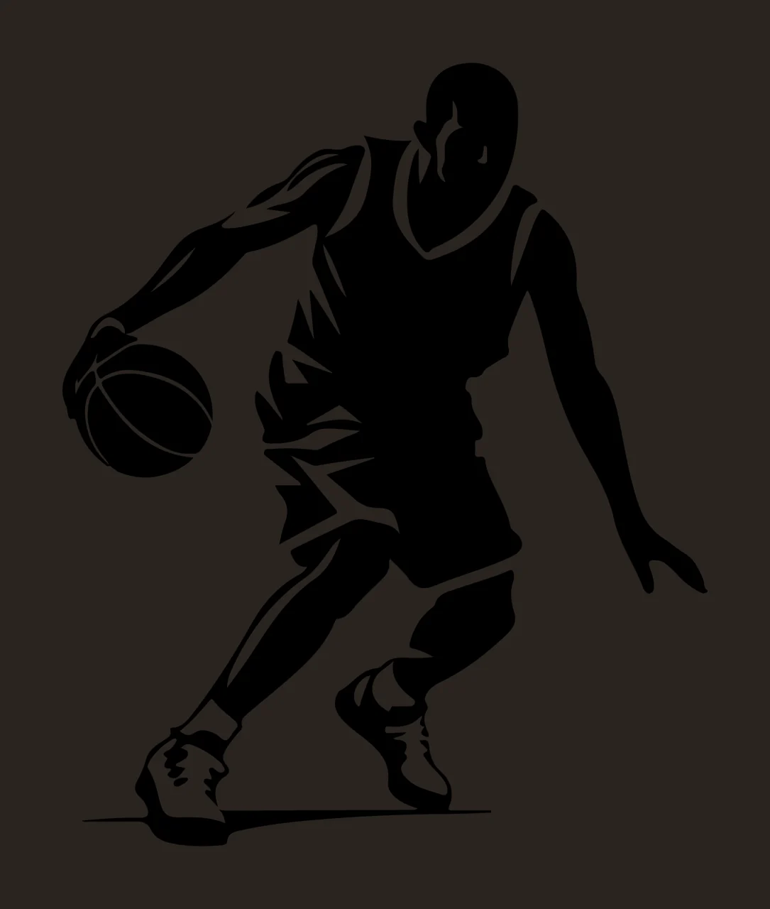 Player Basketball Dribbling Ball Silhouette jersey black white contrast preview thumbnail