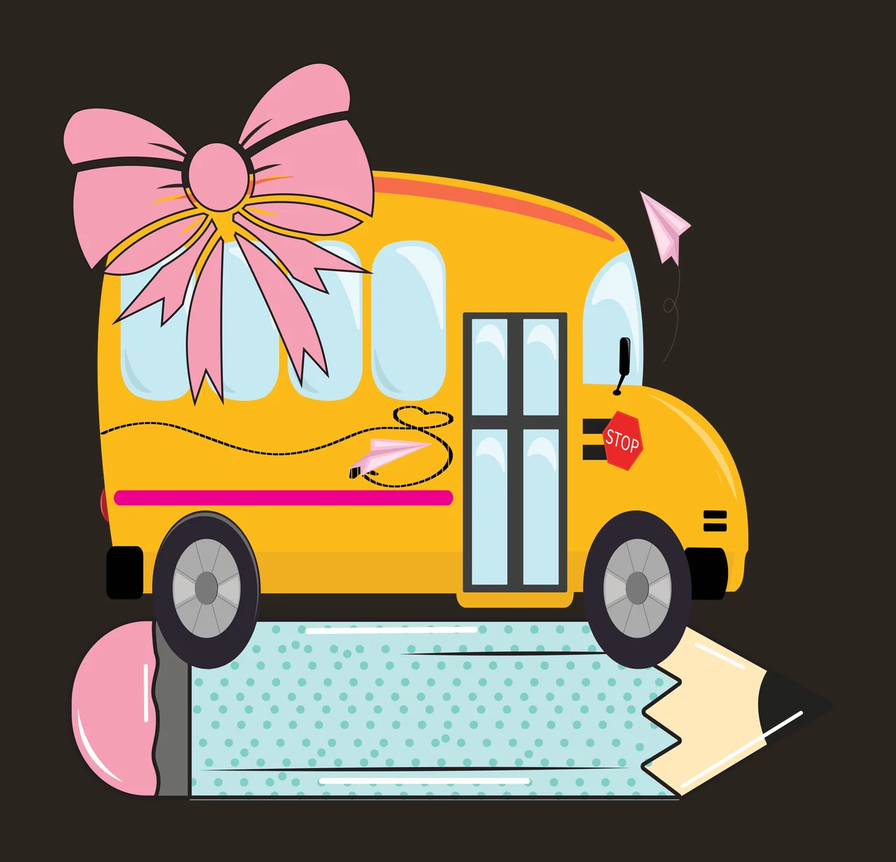 On Silhouette Vehicle Carrying A Large Bow paper airplane pencil shape contrast preview thumbnail