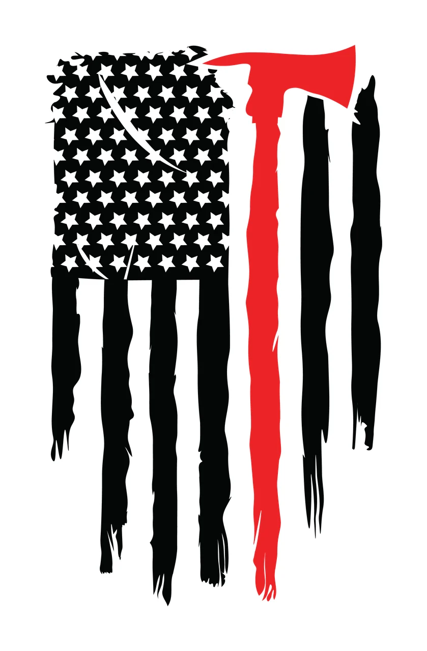 Flag American With Fire Axe Silhouette stars stripes distressed