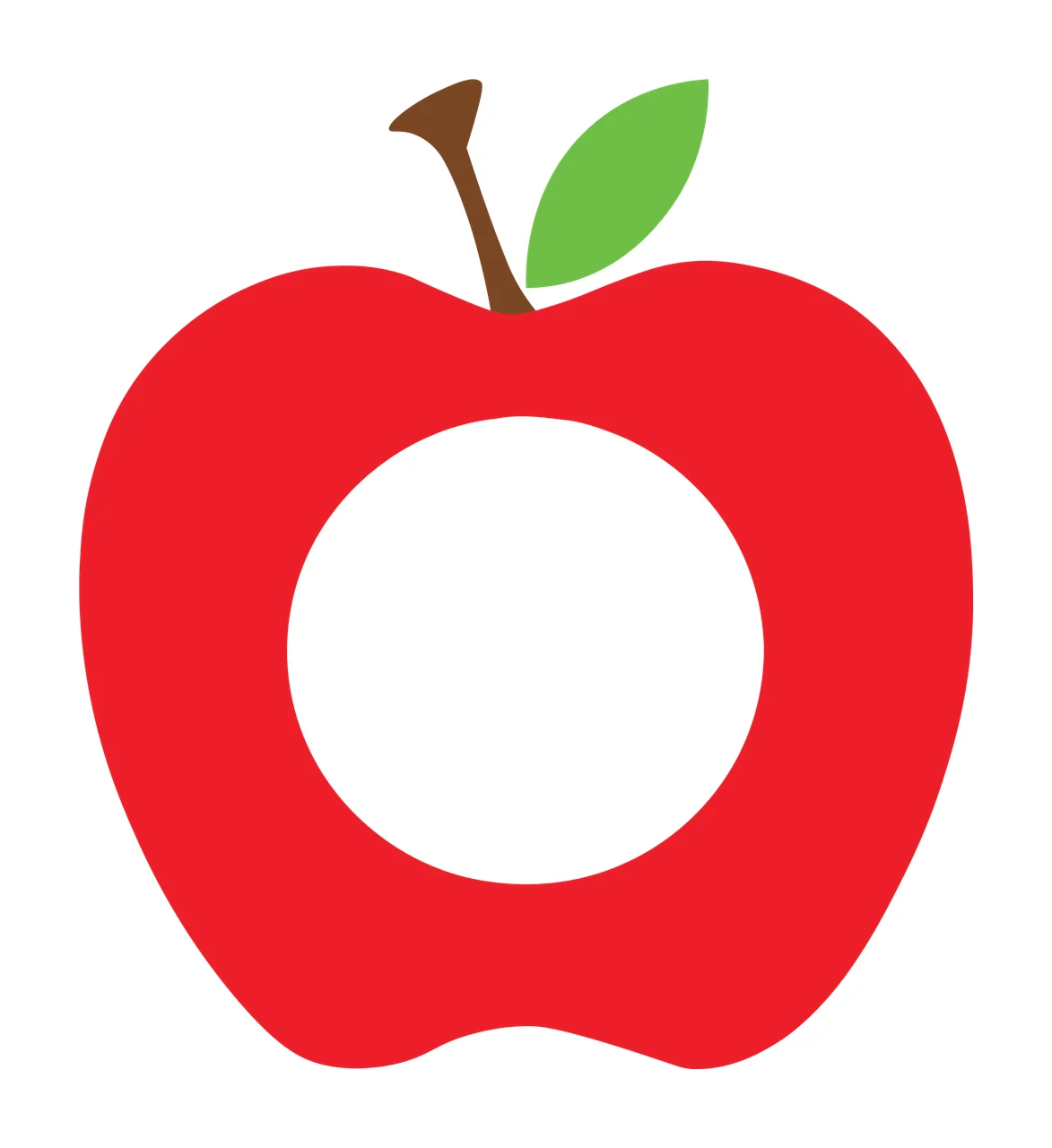 Apple Cutout With Leaf And Stem In Red
