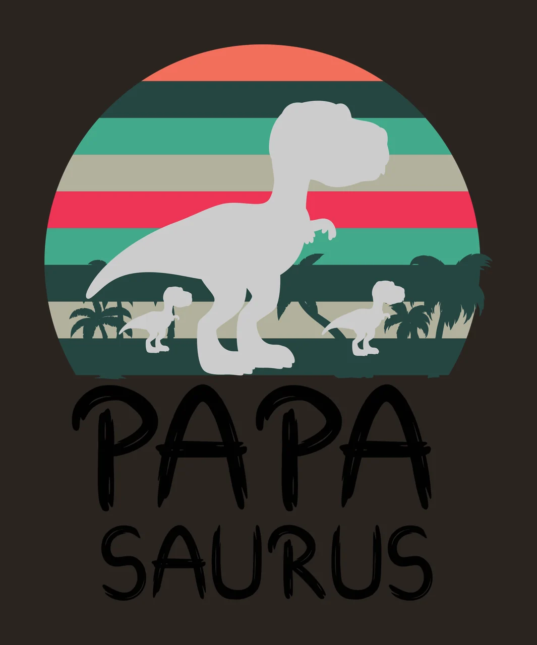 Papa Saurus Text Under Sunset Silhouette dinosaur graphic logo contrast preview thumbnail