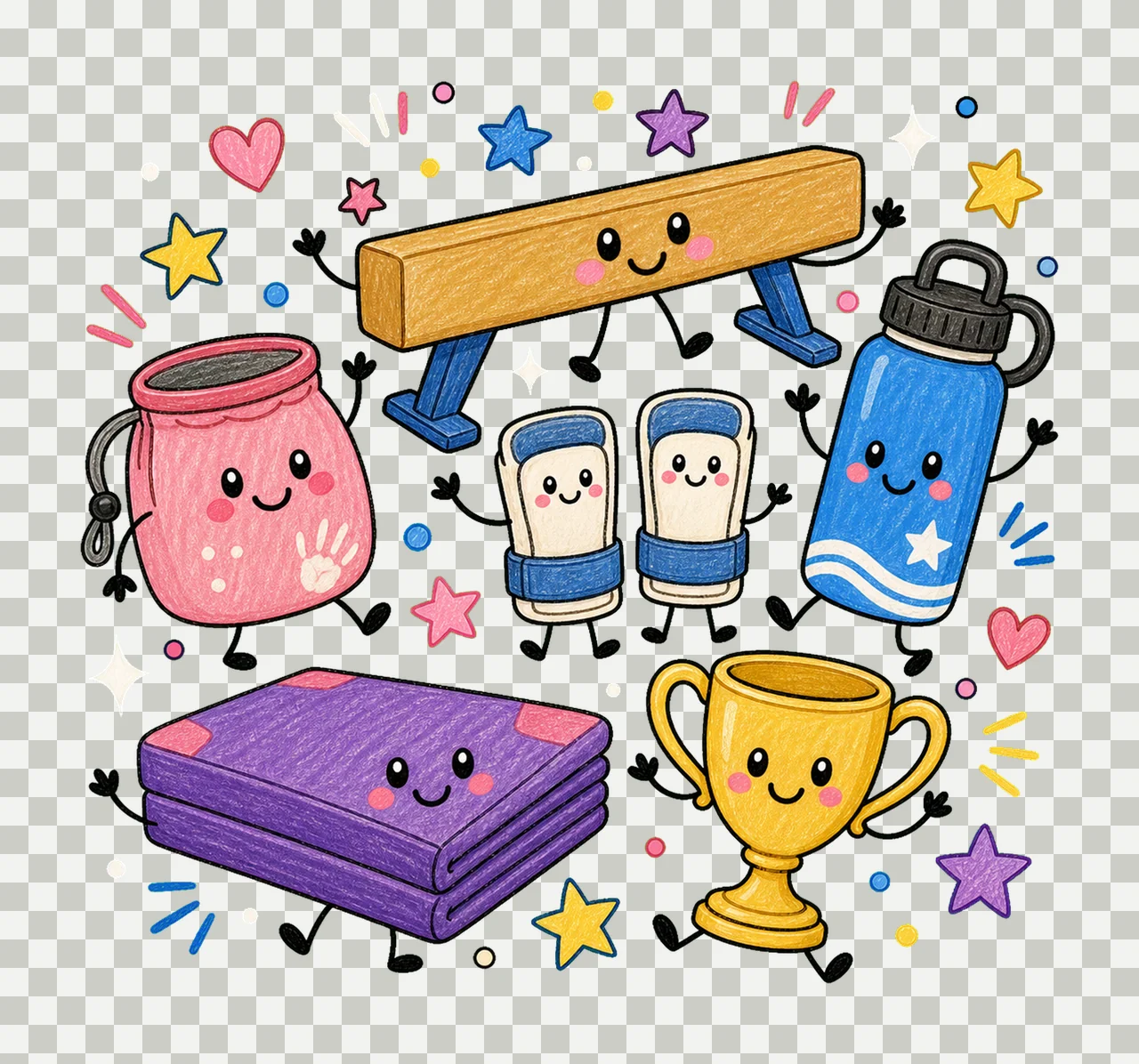 gymnastics 04 cozy crayon sublimation instant shirt design transparency and detail preview thumbnail