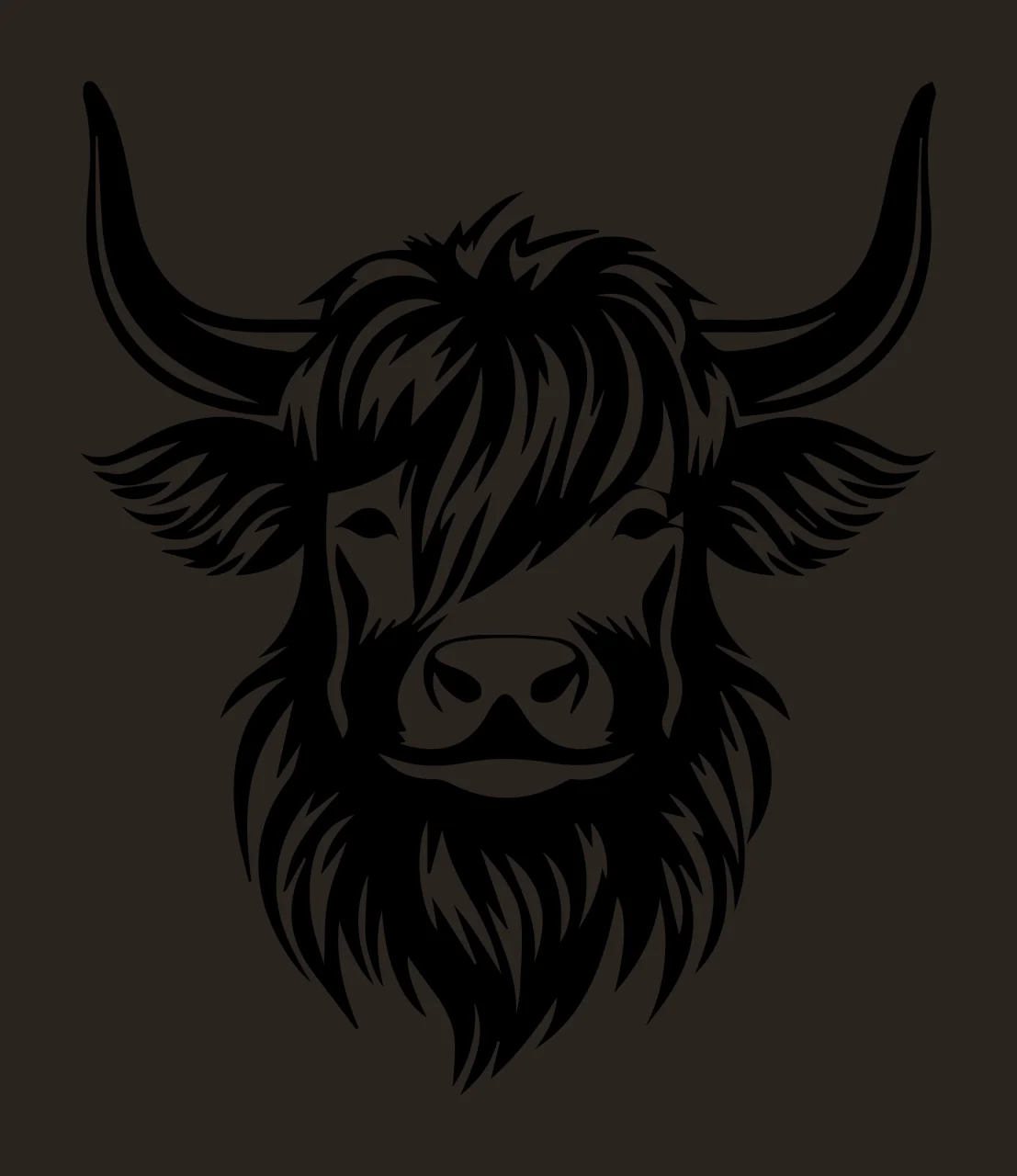 Bull Head With Horns Looking forward fur black Plain animal contrast preview thumbnail