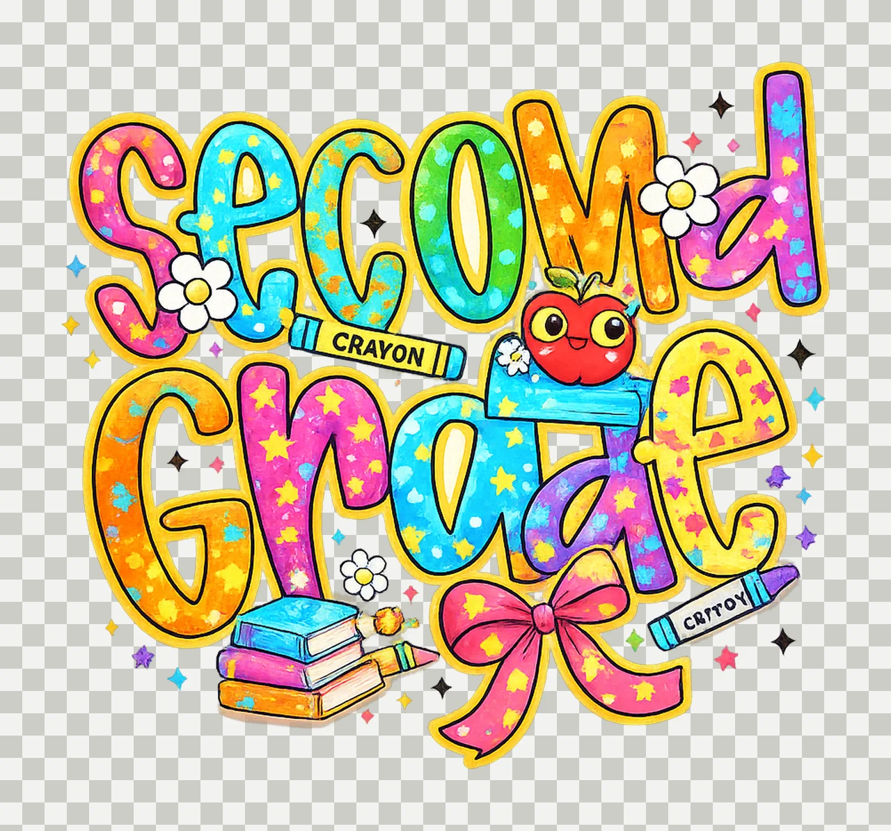 Second grade preppy back to school teacher design colorful transparency and detail preview thumbnail