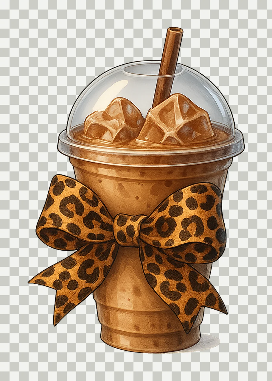 Iced Coffee coquette bow leopard Coquette Iced Coffee transparency and detail preview thumbnail