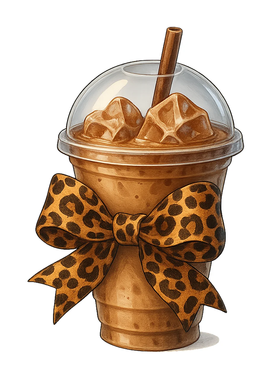 Iced Coffee coquette bow leopard Coquette Iced Coffee