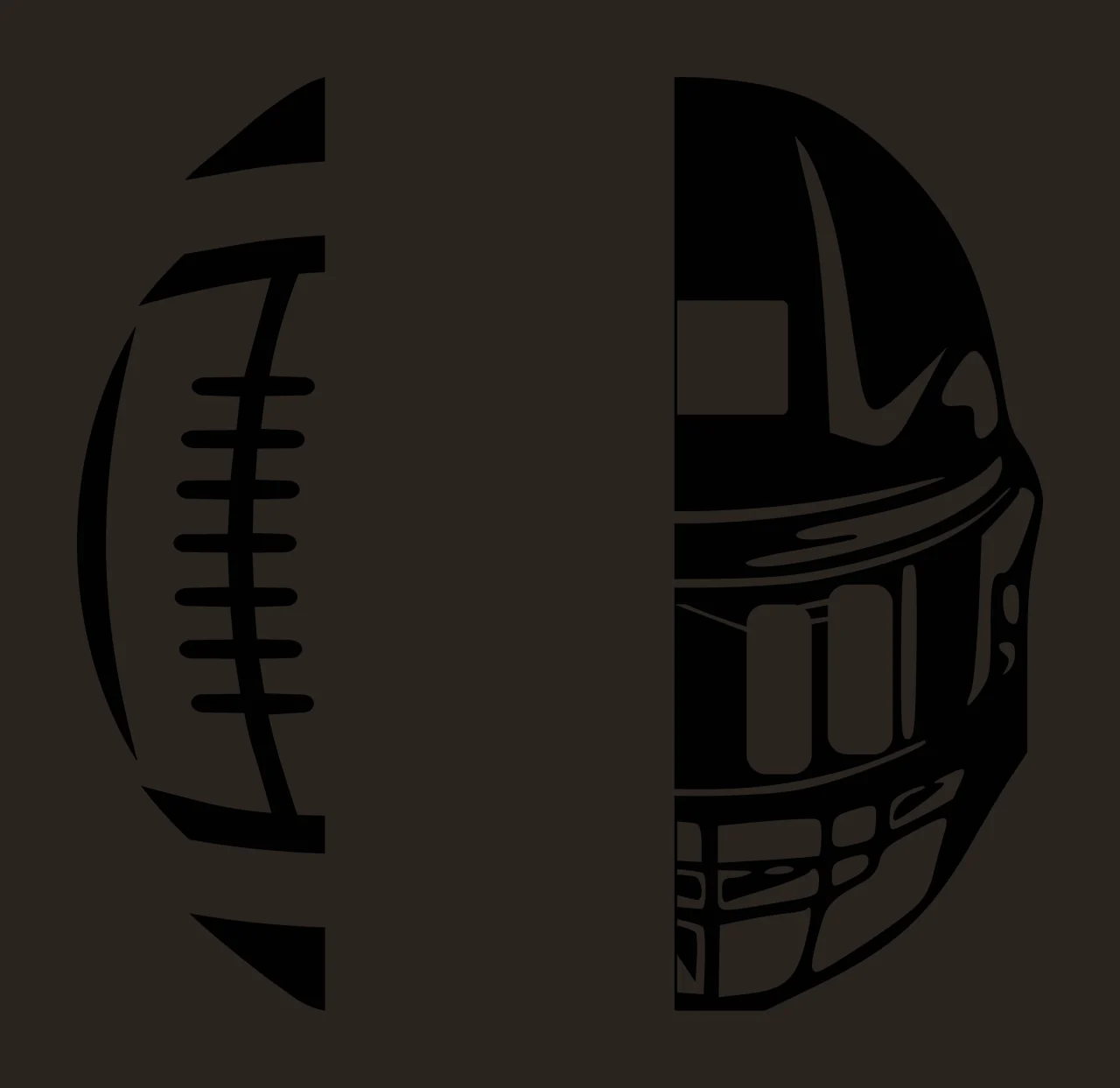 Split Graphic Showing Football And Protective Helmet Side black contrast preview thumbnail