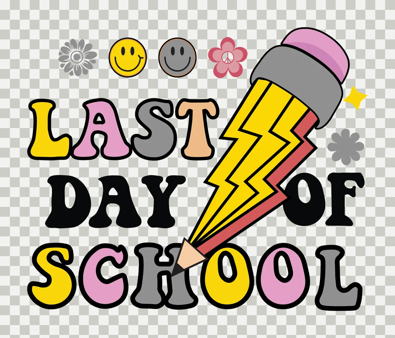 Last Day Of School Lightning Graphic text and symbols bolt transparency and detail preview thumbnail