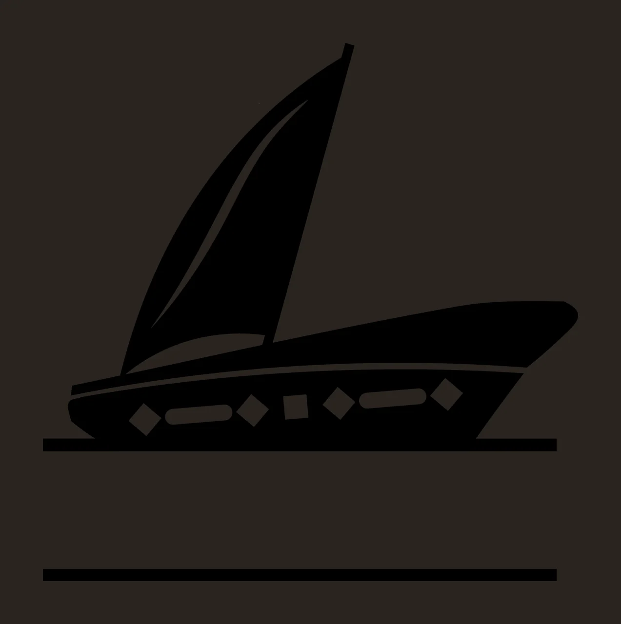 Sailboat Sailing With Geometric And Water In Black contrast preview thumbnail