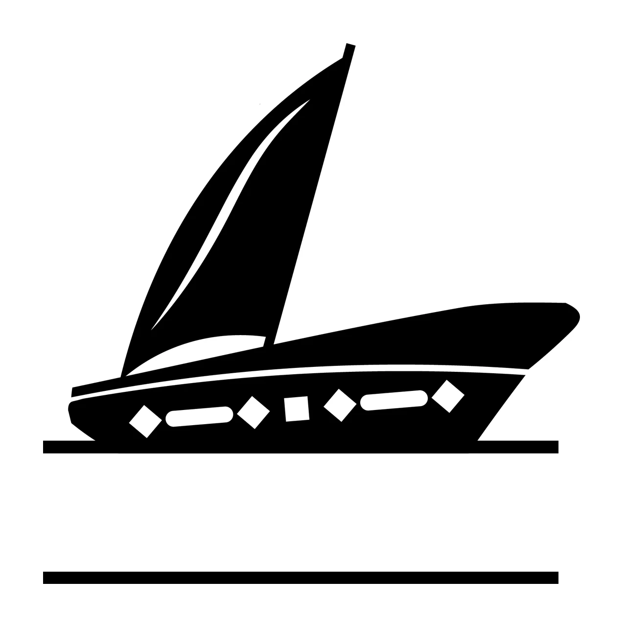 Sailboat Sailing With Geometric And Water In Black