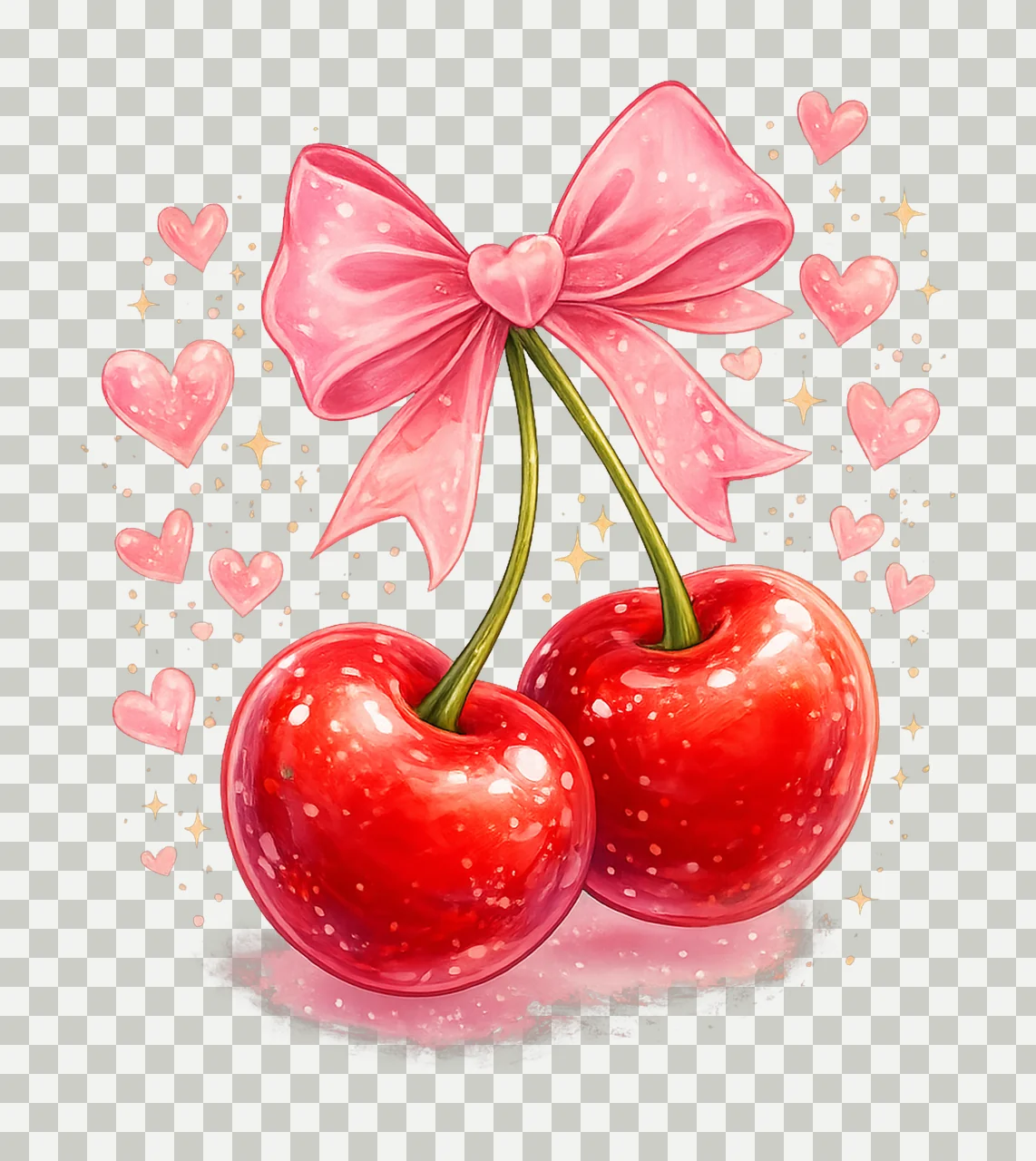 Cherry Bow DTF Transfer Cute Heat Transfer Design Trendy transparency and detail preview thumbnail