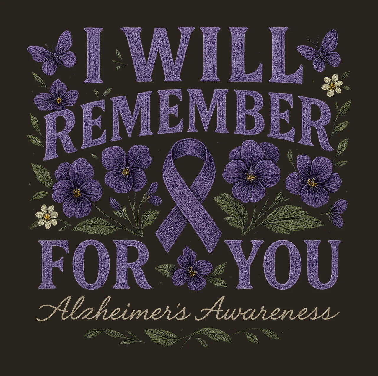 Will Remember For You Butterfly Alzheimer Awareness Design contrast preview thumbnail