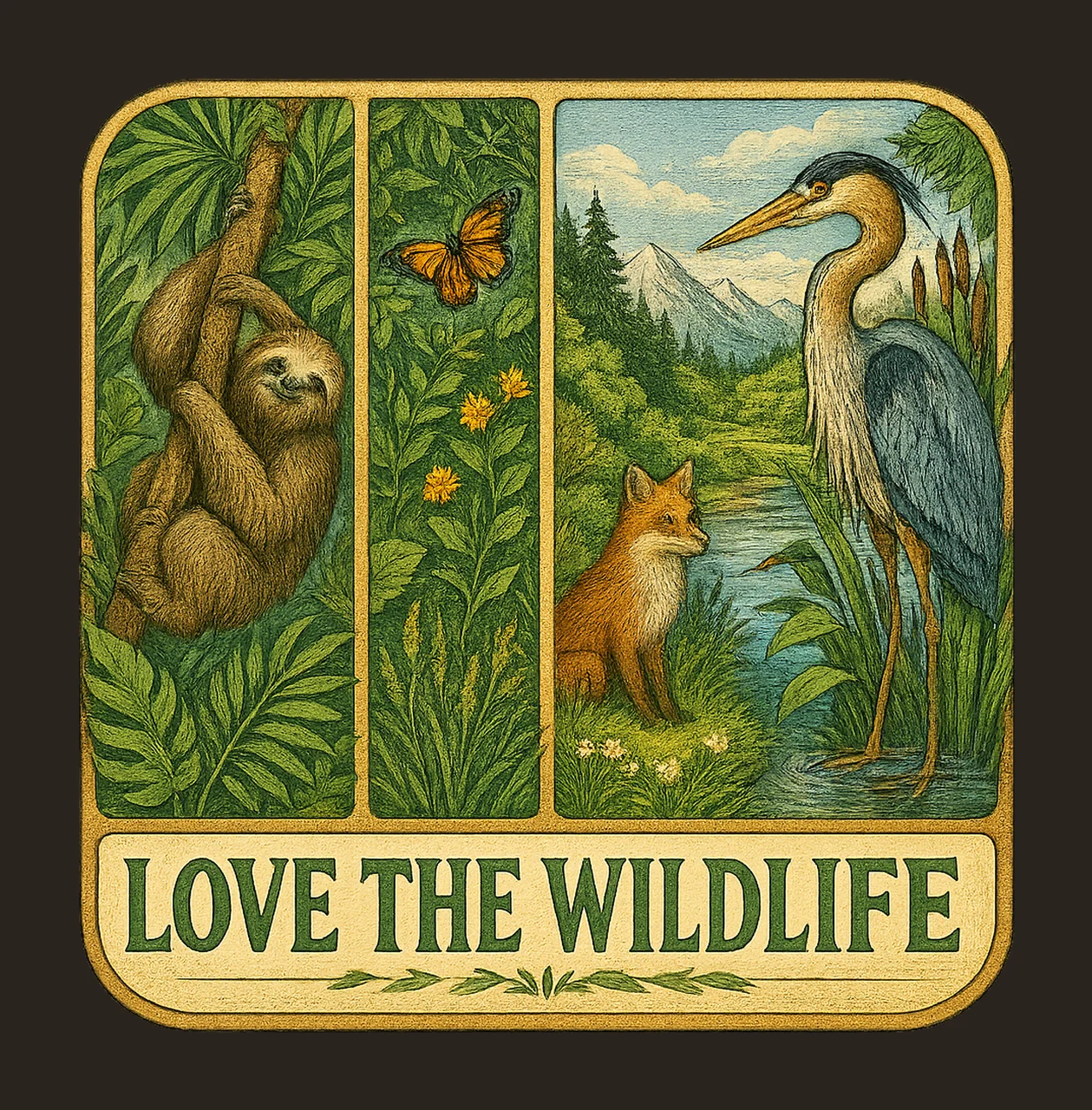 Love the Wild Things Watercolor Jungle Animals Brushstroke contrast preview thumbnail
