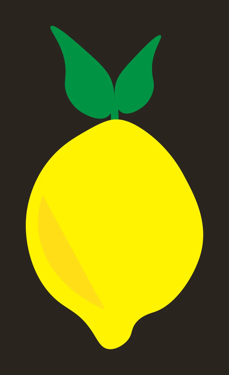 Lemon Illustration with leaves and stem highlight in yellow, light yellow and green contrast preview thumbnail