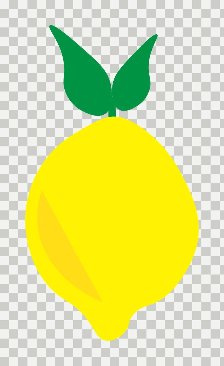 Lemon Illustration with leaves and stem highlight in yellow, light yellow and green transparency and detail preview thumbnail