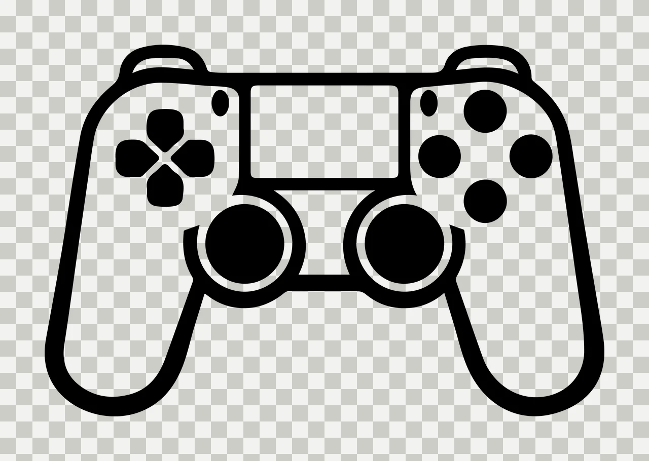 Black And White Outline Of A Handheld Electronic game controller transparency and detail preview thumbnail
