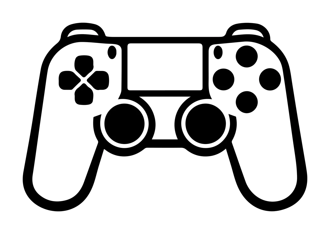 Black And White Outline Of A Handheld Electronic game controller
