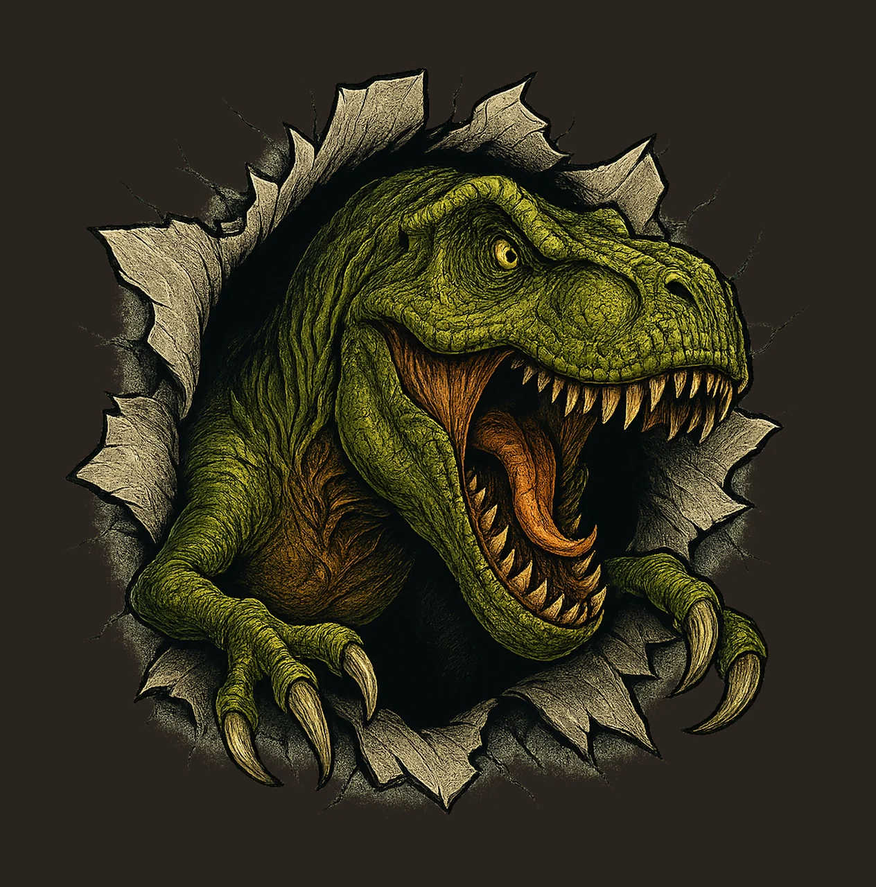 Dinosaur Rex Sublimation Design Scary Dino Artwork contrast preview thumbnail