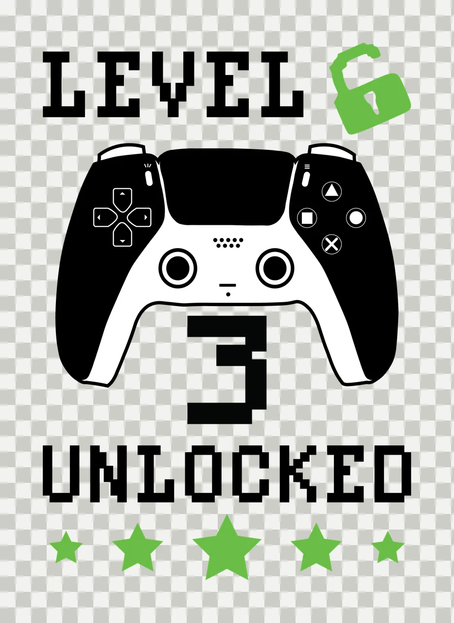 Level 3 Unlocked Video Game Controller Play lock stars black transparency and detail preview thumbnail