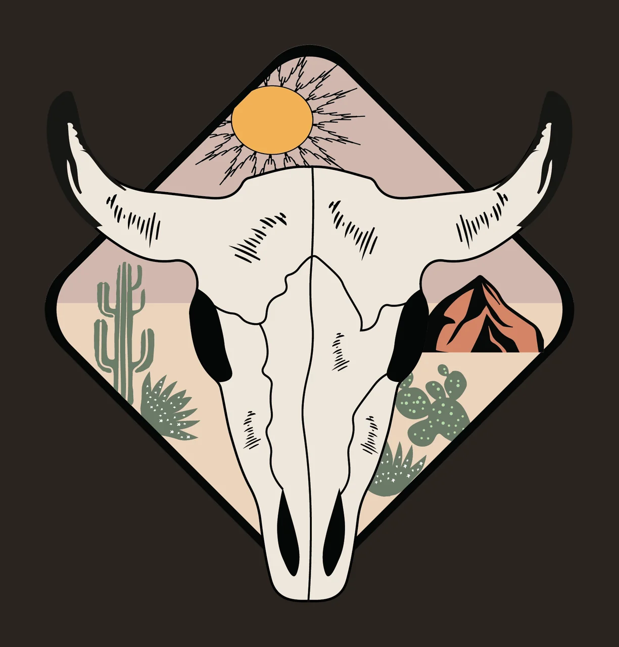 Buffalo Shape Silhouette With Curved Horns animal head black contrast preview thumbnail