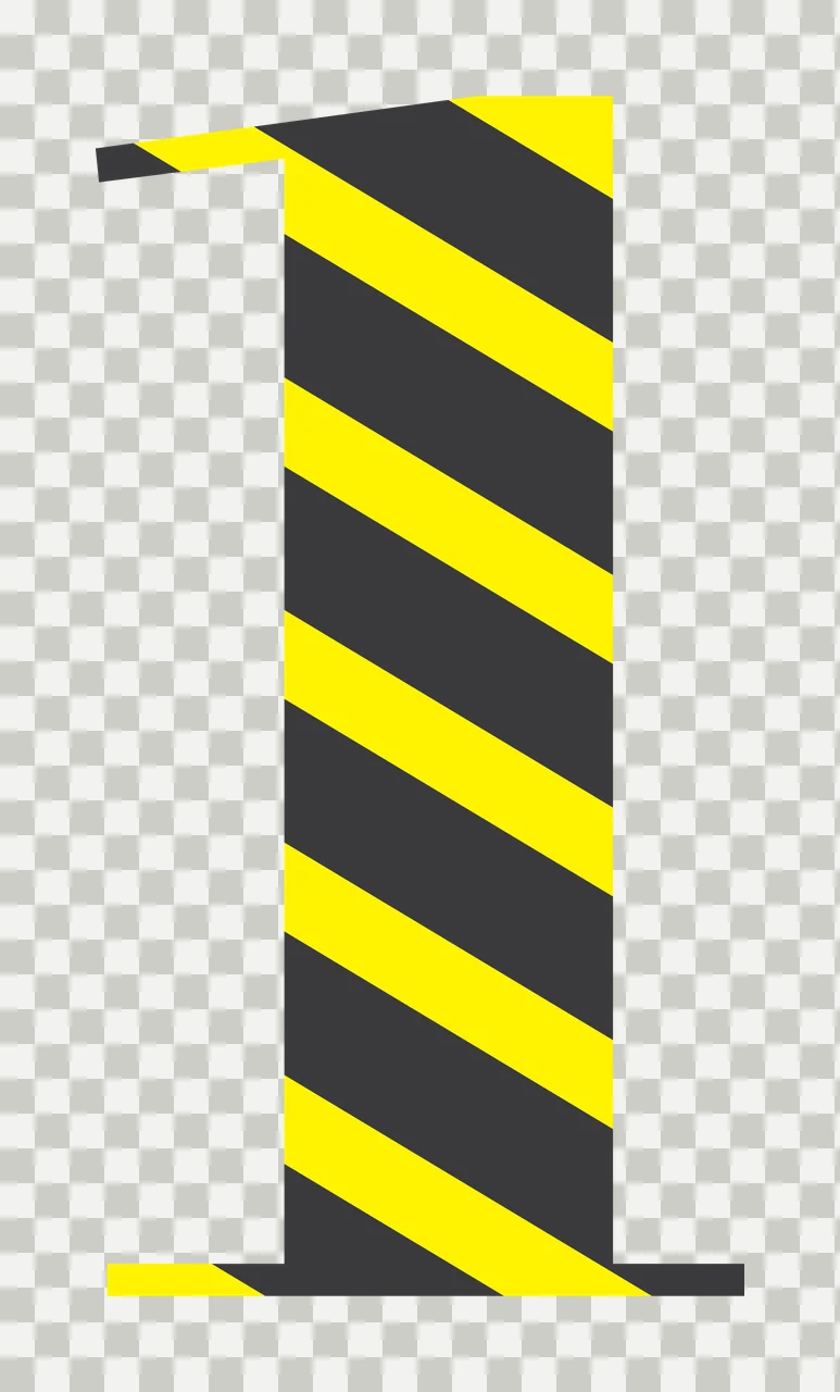 Number 1 Black One Digit With A Subtle diagonal lines white transparency and detail preview thumbnail
