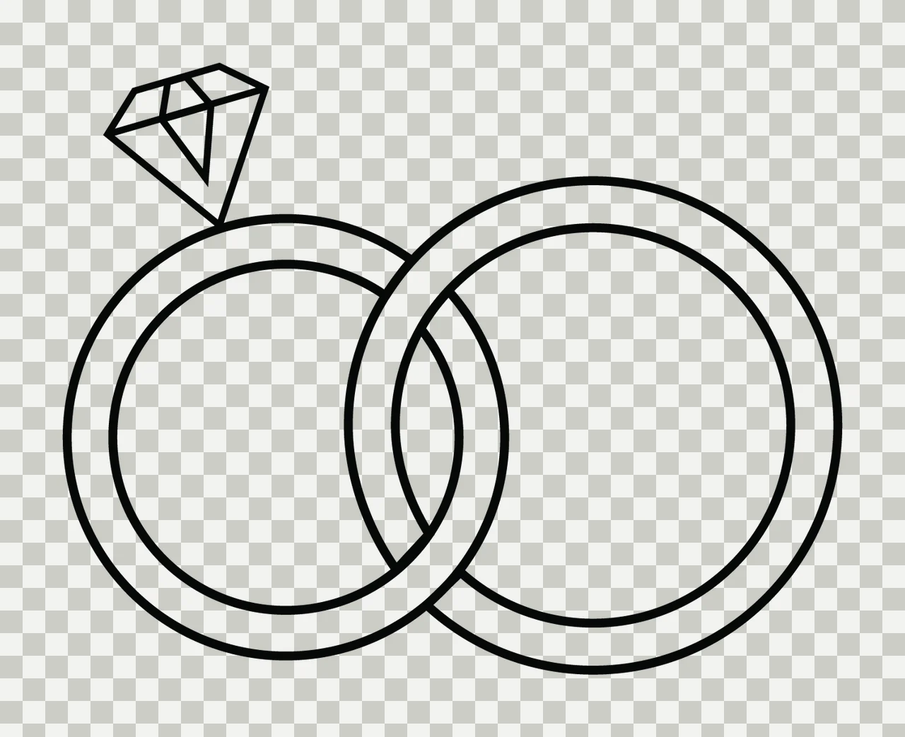 Rings Interlocking With Line Art transparency and detail preview thumbnail