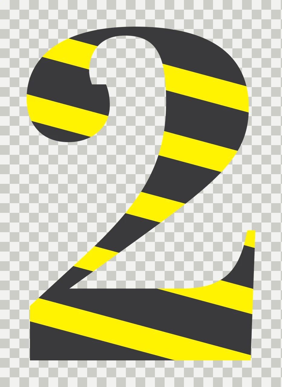 Number 2 Large Digit Two With Black Displaying White Plain background transparency and detail preview thumbnail