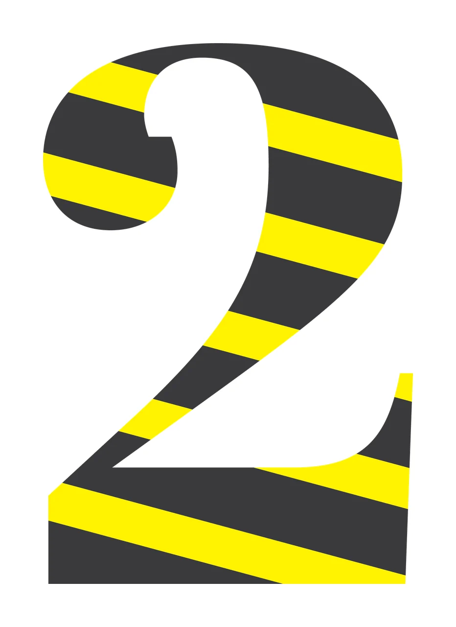 Number 2 Large Digit Two With Black Displaying White Plain background