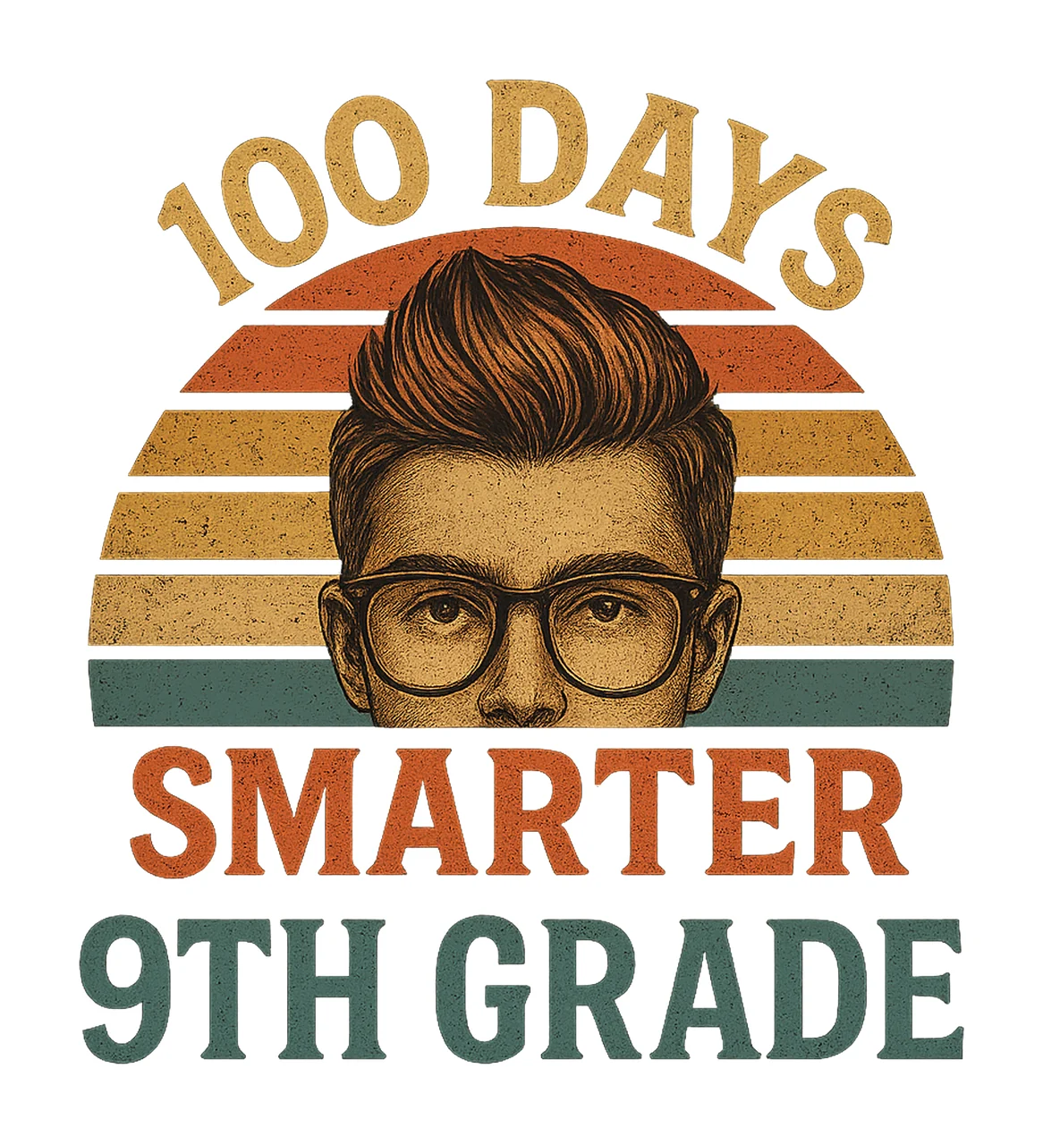 100 Days Smarter Vintage Sunset 9th Grade Boys Life 100th