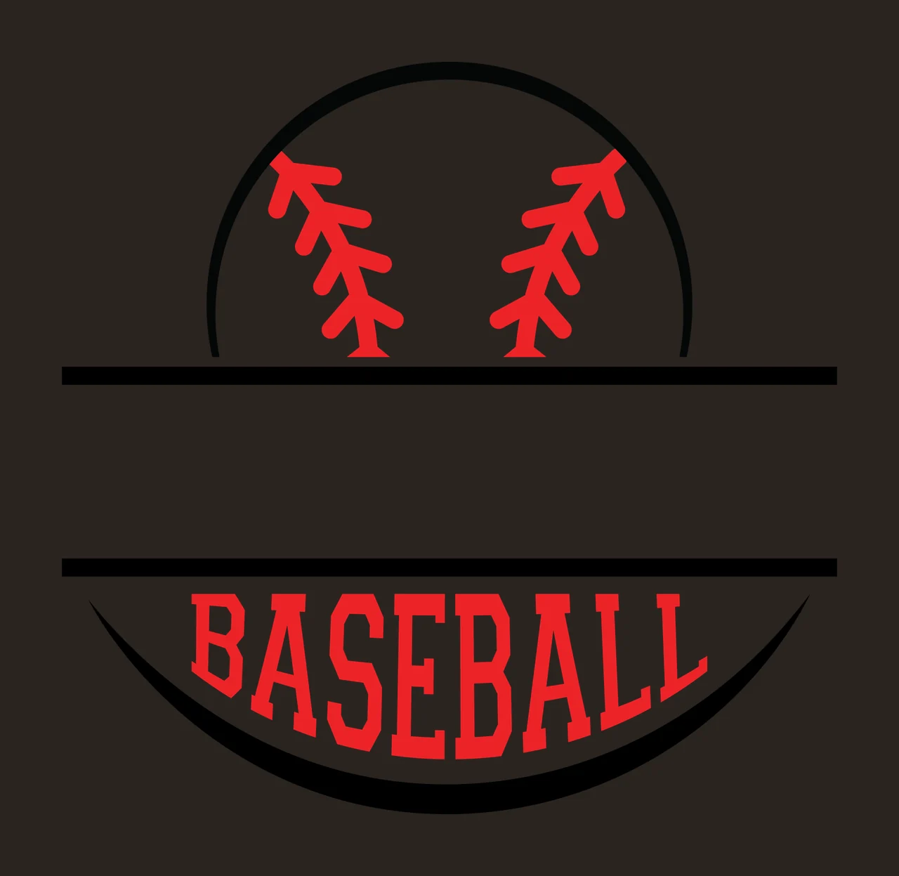 Baseball Split Graphic With Blank Space For Custom lines black contrast preview thumbnail