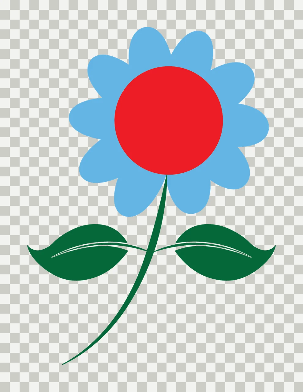 Black Silhouette Of A Single Flower With Two stem leaves plant transparency and detail preview thumbnail