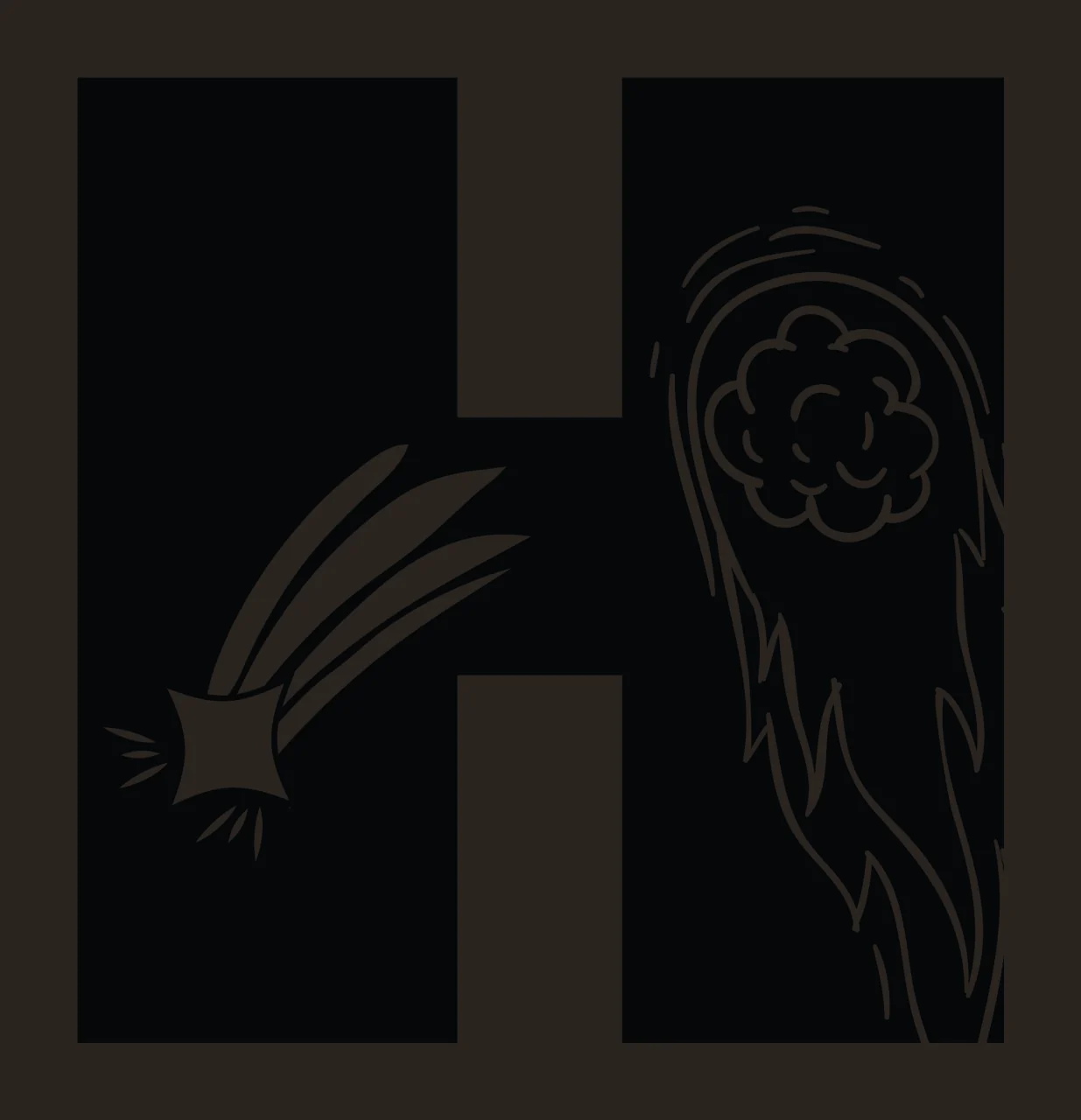 Space H Letter With Comet And Meteor contrast preview thumbnail