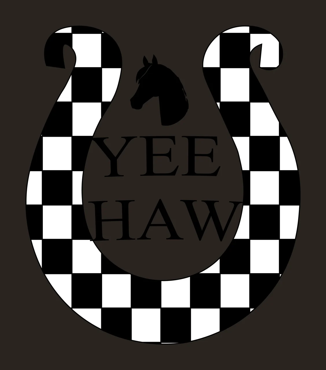 Horse Yee Haw Text In Shoe typography and decorating horseshoe contrast preview thumbnail