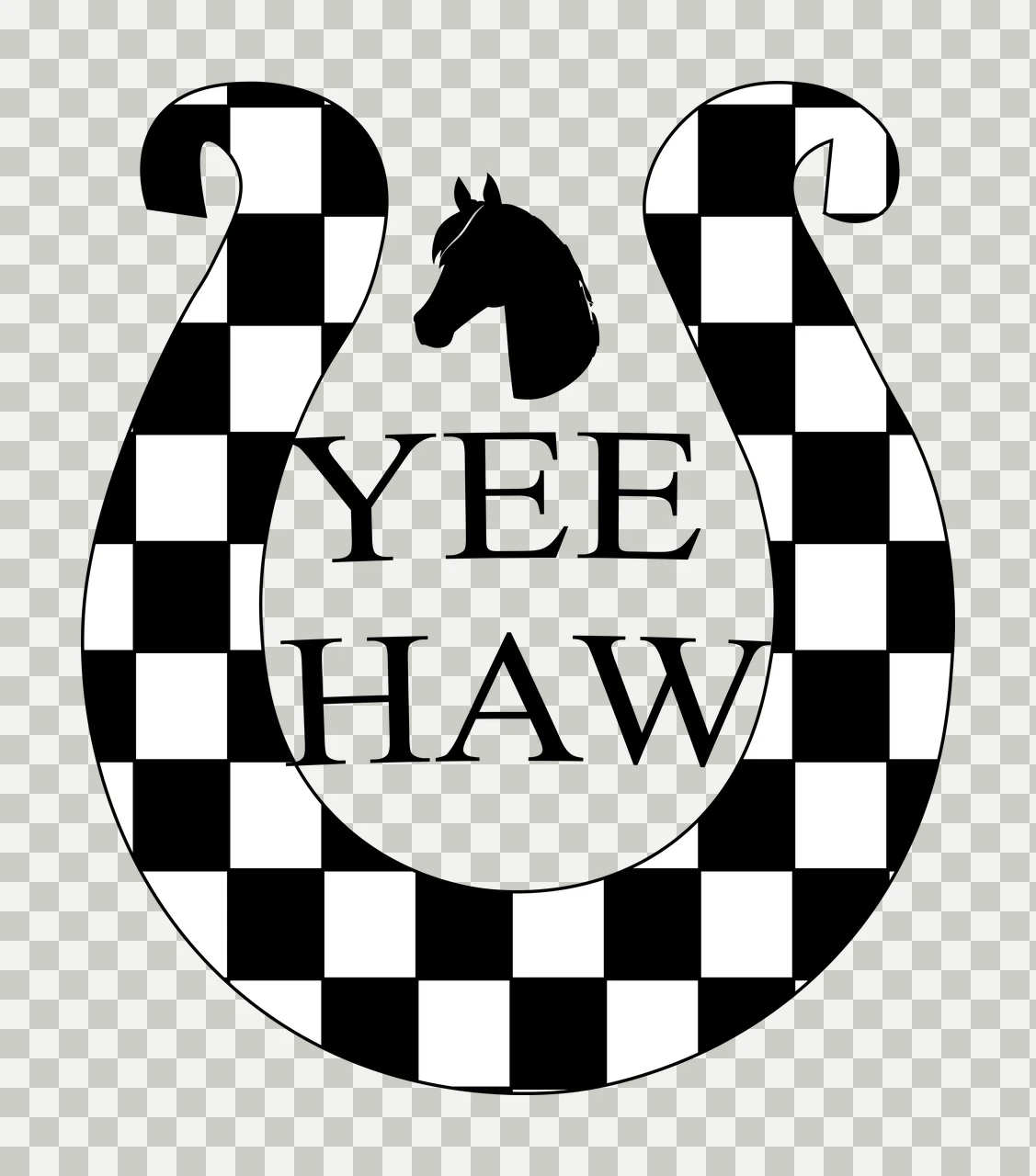 Horse Yee Haw Text In Shoe typography and decorating horseshoe transparency and detail preview thumbnail