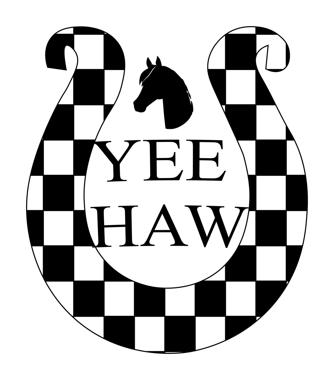 Horse Yee Haw Text In Shoe typography and decorating horseshoe