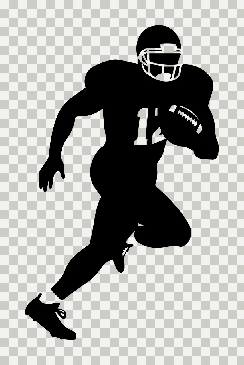 Football Player 12 Silhouette Of A Running While helmet uniform transparency and detail preview thumbnail