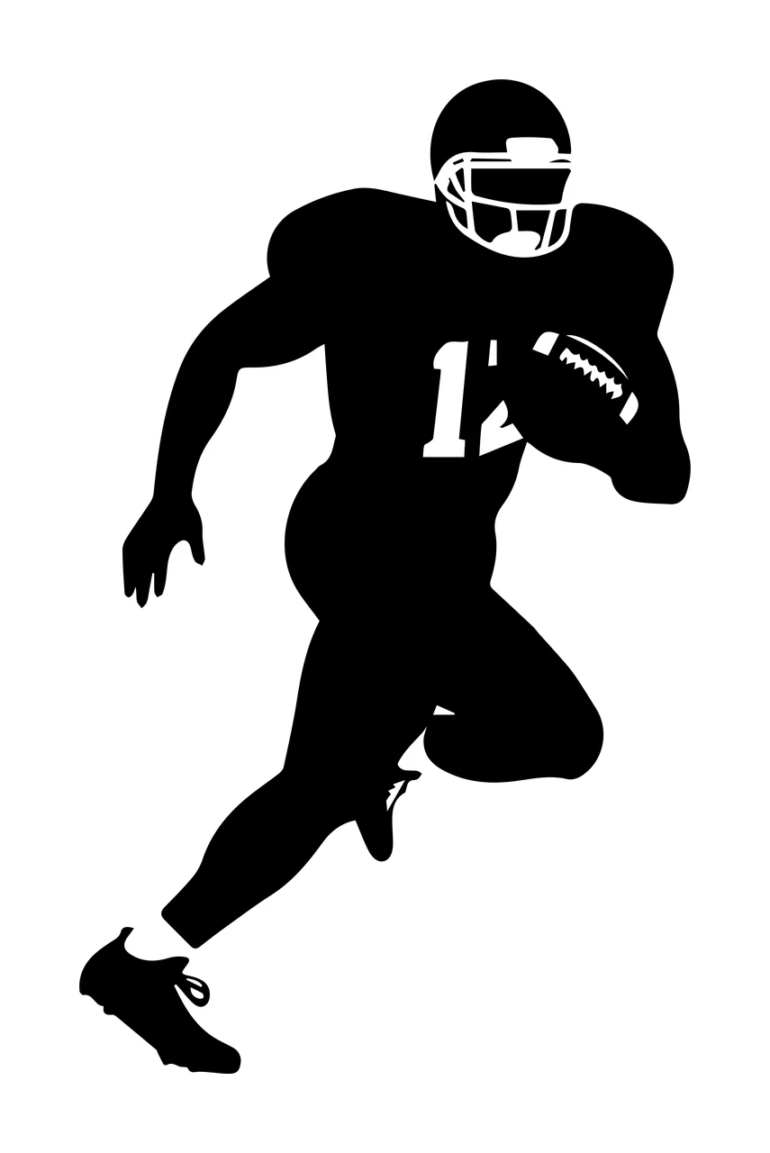 Football Player 12 Silhouette Of A Running While helmet uniform