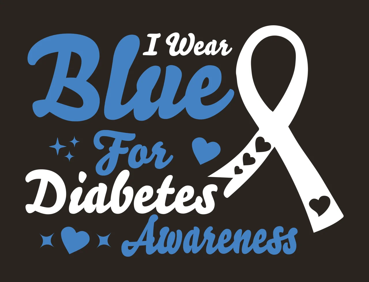 Blue For Awareness Typography Design with Blue text, Heart symbols and Sparkle symbols contrast preview thumbnail