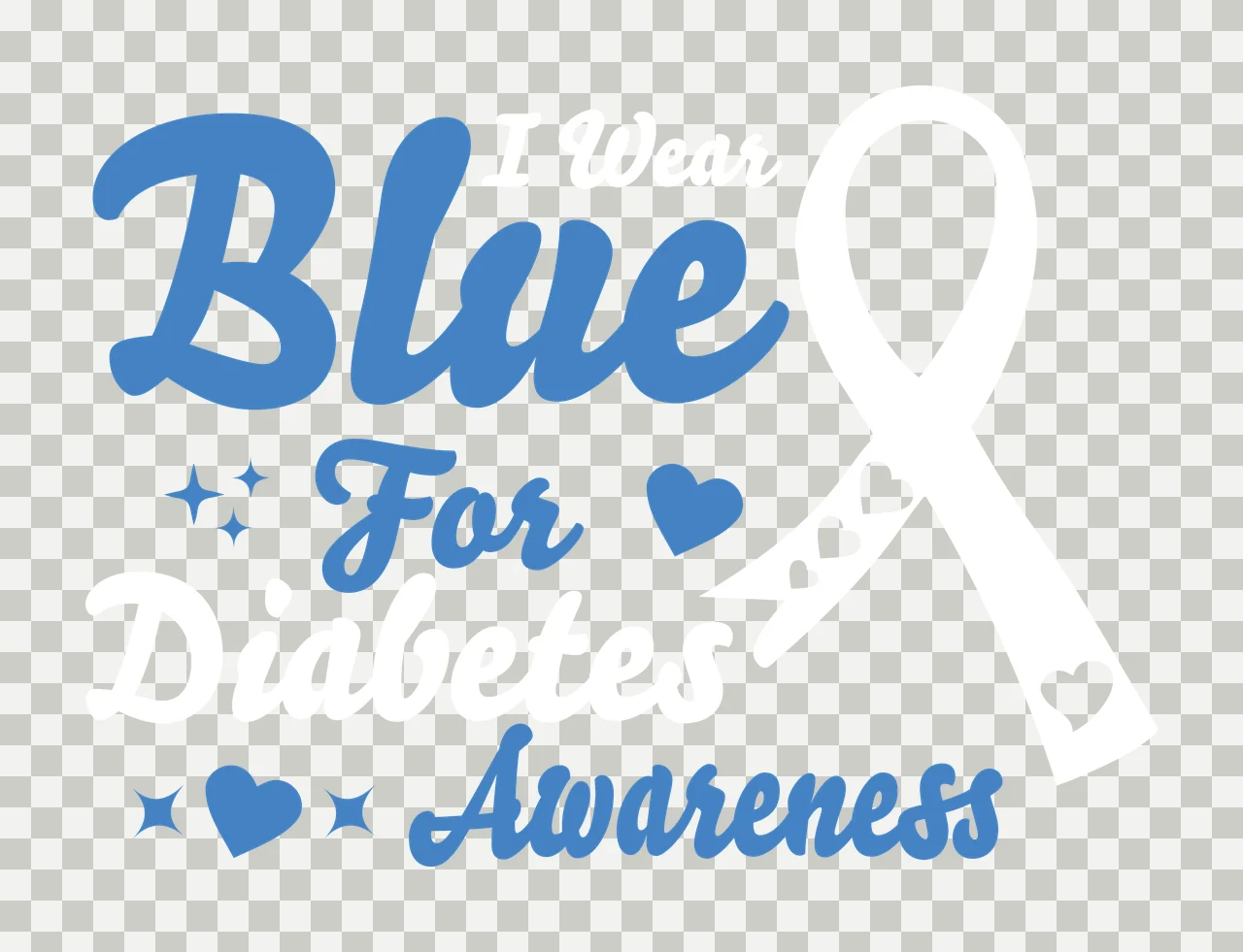 Blue For Awareness Typography Design with Blue text, Heart symbols and Sparkle symbols transparency and detail preview thumbnail