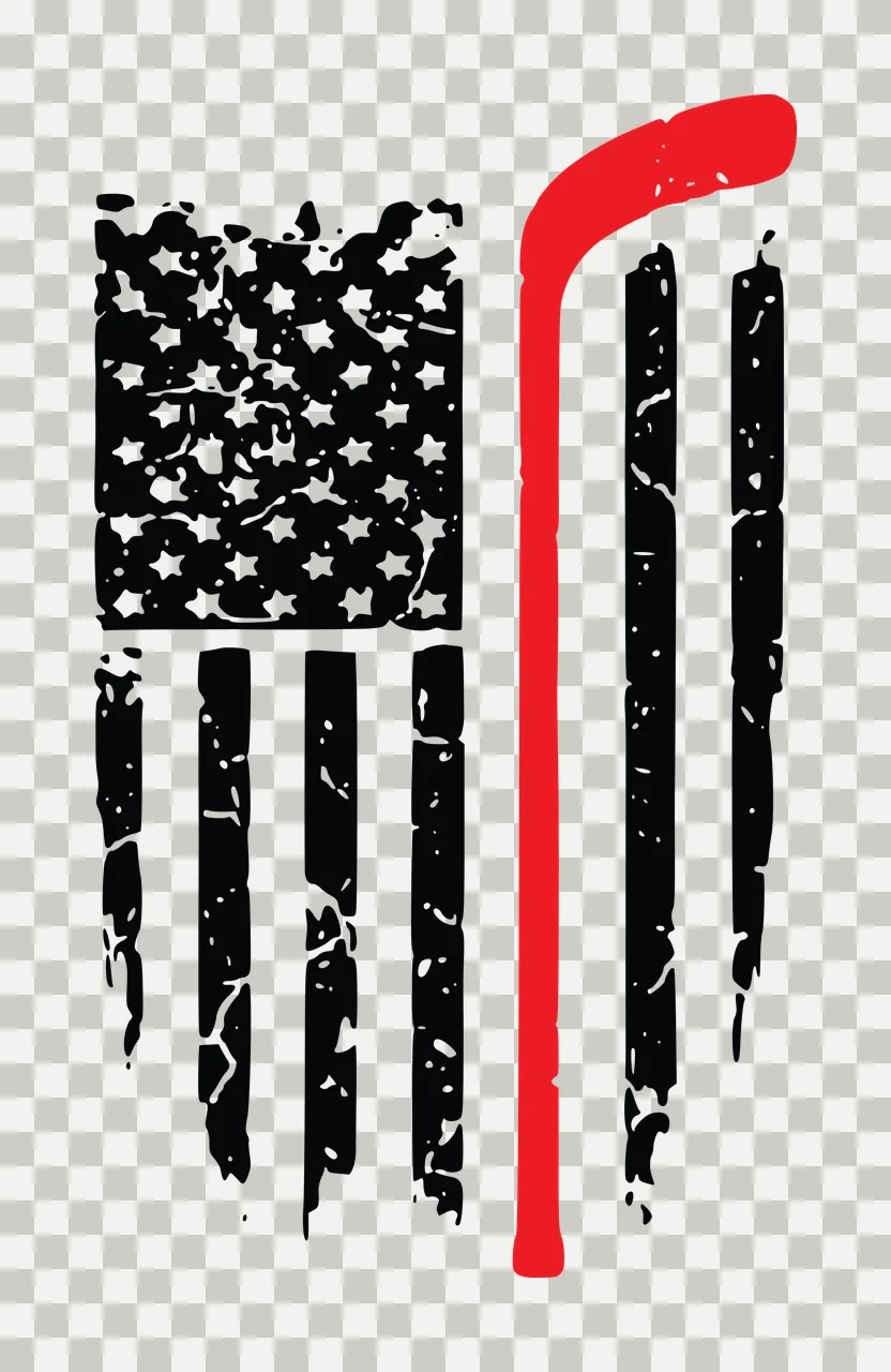 Hockey Flag Vertical Distressed Graphic With A Single stick transparency and detail preview thumbnail